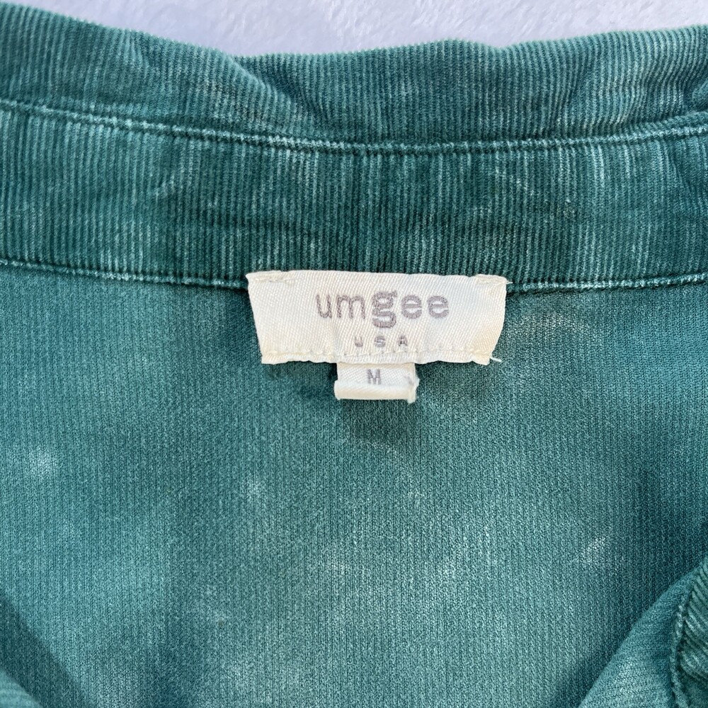 Umgee Forest Hunter Green Corduroy Babydoll Shirt Dress Button Down 3/4 Sleeve M - Picture 5 of 9